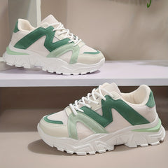 Women's Knit Mesh Platform Sneakers Casual Lace Up Low Top Sports Shoes