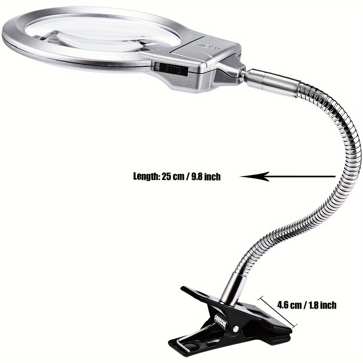 Clip On LED Desk Lamp 2x 5x Magnifying Glass for Map Reading & Tasks