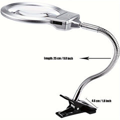 Clip On LED Desk Lamp 2x 5x Magnifying Glass for Map Reading & Tasks