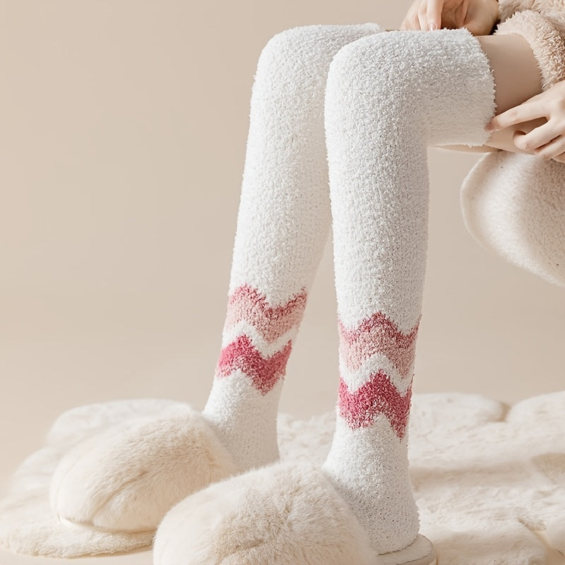 Thick Coral Fleece Thigh High Socks Women Winter Warm Long Stockings