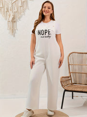 Plus Size Letter Print Wide Leg Jumpsuit