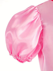 Girls Princess Dress Puff Sleeve Tulle Ruffle Cosplay Performance Dress