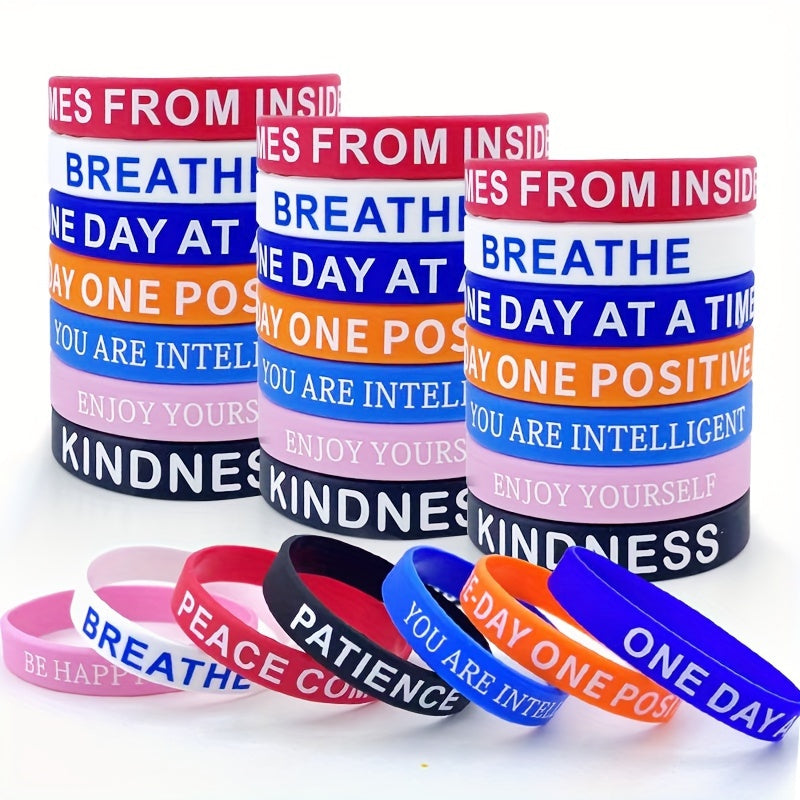 4PCS Inspirational Quotes Bracelet Elastic Wrist Strap
