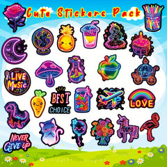 150 Mixed Cartoon Stickers Waterproof Colorful Graffiti Neon