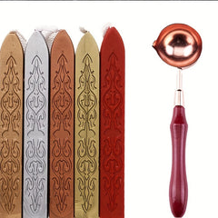 Wax Stick & Spoon Kit 5 Seal Stamp With 1 Seal Spoon Accessories