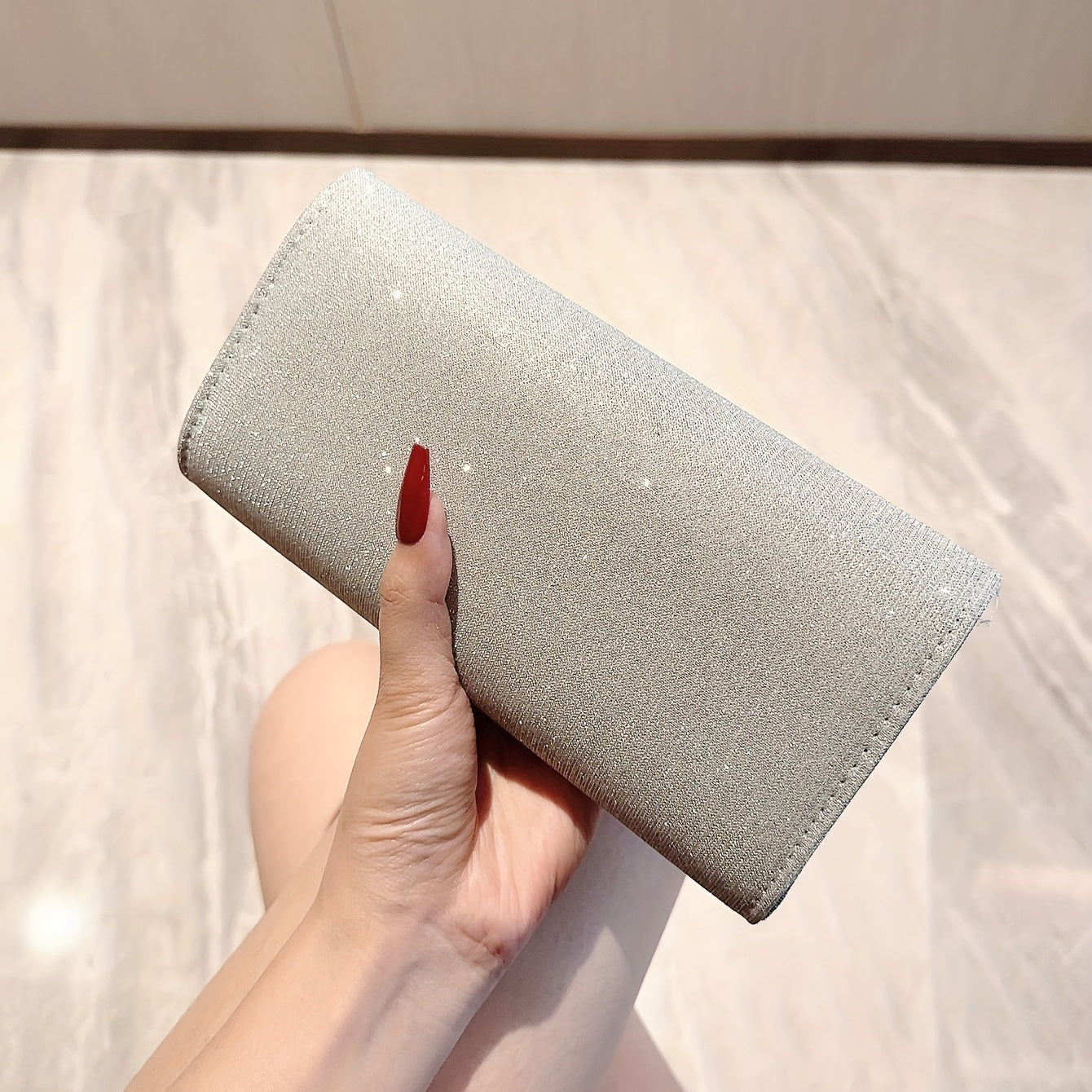 Metal Chain Flap Handbag Elegant Sparkly Purse Classic Evening Bag