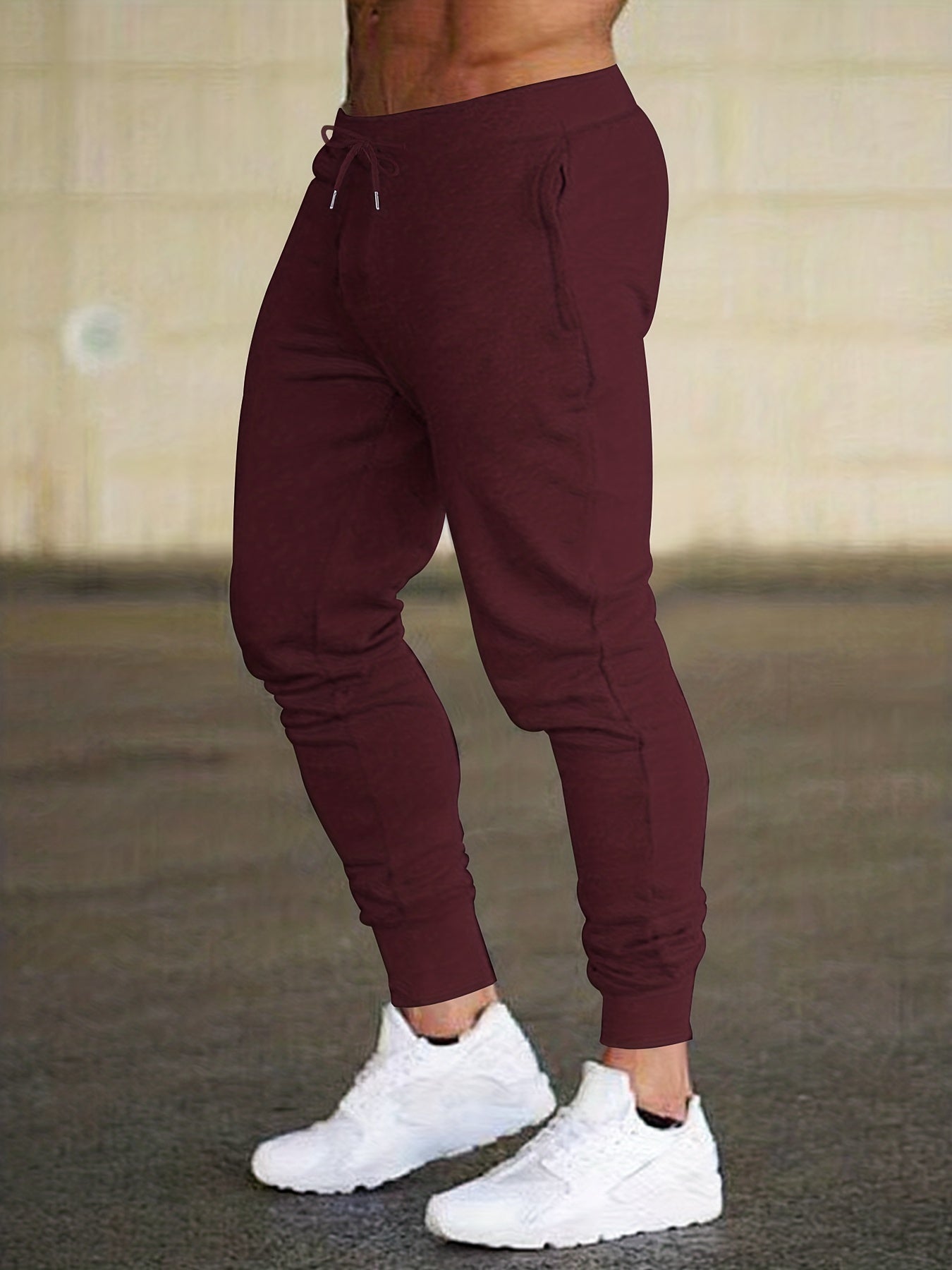 Men's Solid Drawstring Sweatpants Pocket Casual Comfy Jogger Pants