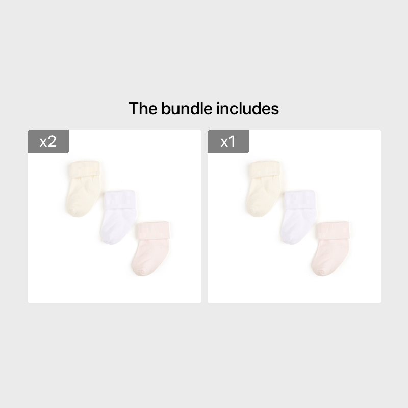 3 Pairs Newborn Baby Turn Cuff Socks for Boys and Girls