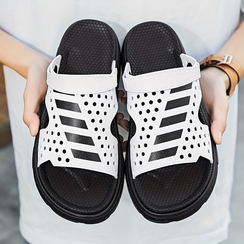 Men's Hollow Out Non Slip Platform Slides Comfortable Cloud Slides