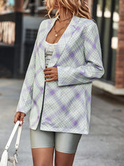 Purple Striped Plaid Casual Blazer & Stylish Office Wear