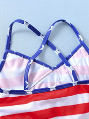 4th Of July Girls Swimsuit Striped Swimwear