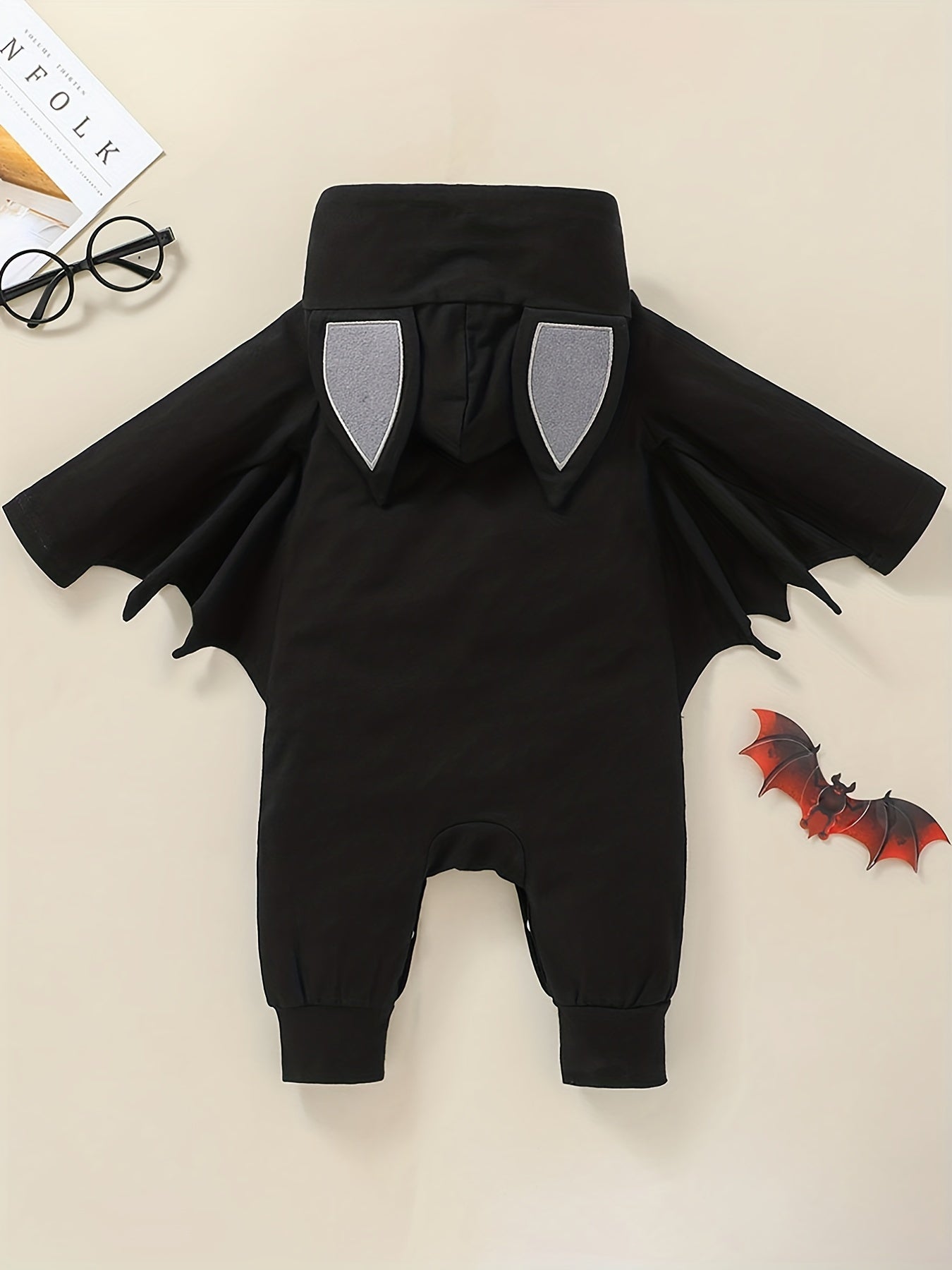 Baby Halloween Bat Print Hooded Romper Jumpsuit
