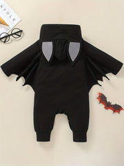 Baby Halloween Bat Print Hooded Romper Jumpsuit
