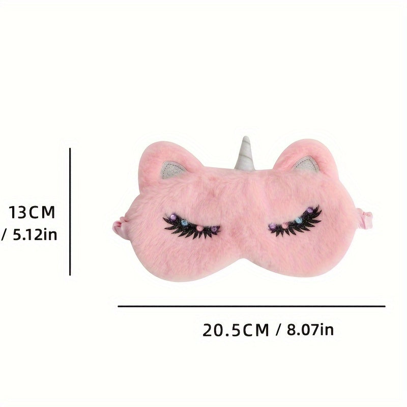 Cartoon Rainbow Horse Blindfold Soft Blackout Plush Eye Mask