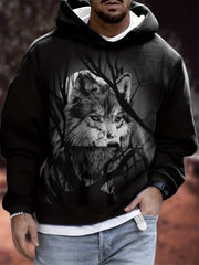 Wolf 3D Print Hoodie Men Graphic Pullover Hooded Sweatshirt