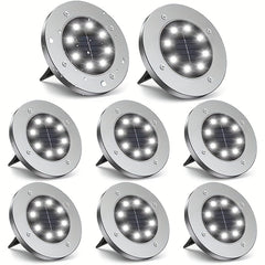 8 Pack Solar LED Ground Spot Lights Waterproof Outdoor Landscape