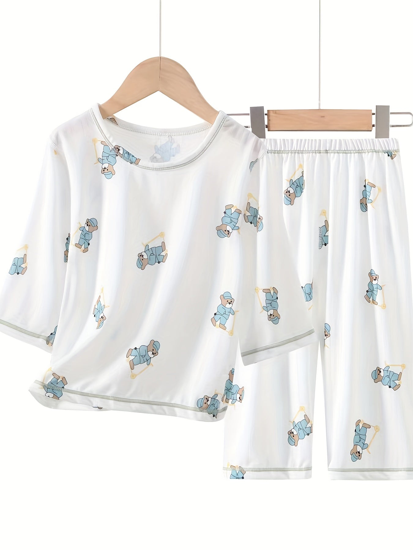 Kids 2pcs Pajamas Cartoon Animals Print PJ Set