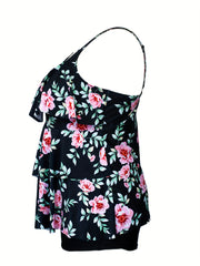 Floral Print Cami Top & Shorts Swimsuit Set