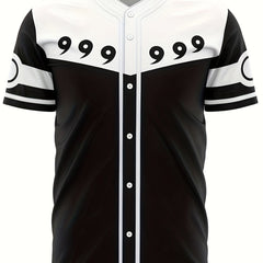 Men's Creative Pattern Baseball Jersey V Neck Shirt