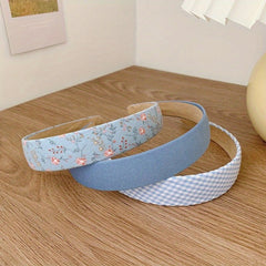 3pcs Sweet Floral Plaid Wide Brim Headband Hair Accessories Gift For Girls