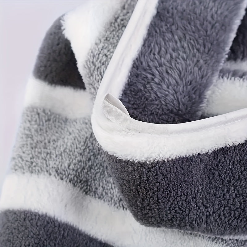 2pcs Striped Pattern Towel Set Soft Hand & Bath Towel Quick Drying Absorbent