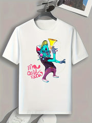 Funny Cartoon Print Men's T-shirt Casual Comfy Tees For Summer
