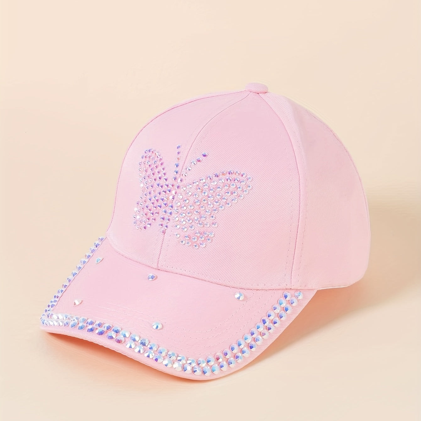 Butterfly Baseball Cap Rhinestone Adjustable Sports Hat