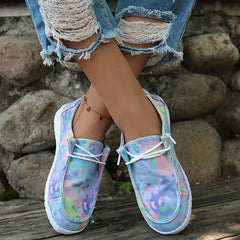 Leopard Print Boat Shoes Lace Slip On Flat Outdoor Casual Sneakers