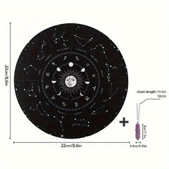 Tarot Mat Moon Phase Zodiac Star Pendulum Mat Purple Crystal Chain 8 7inch