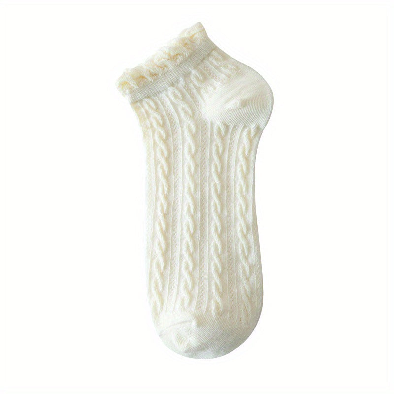 5 Pairs Girls Lace Ruffled Socks for Spring Autumn