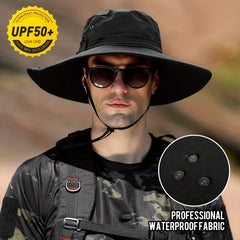 UV Protection Waterproof Wide Brim Bucket Hat for Outdoor Sports