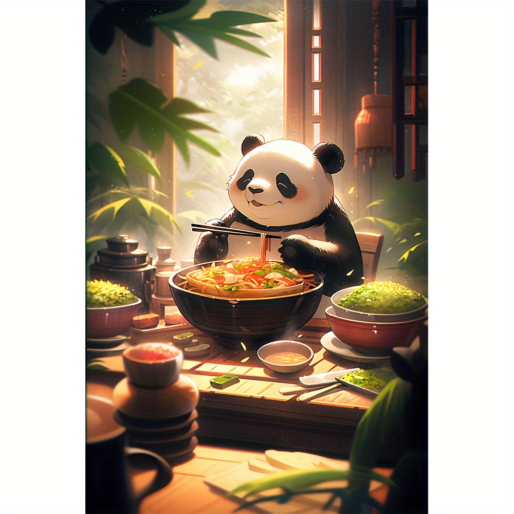 Panda Eating Noodles Wooden Jigsaw Puzzle Exercise Focus