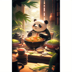 Panda Eating Noodles Wooden Jigsaw Puzzle Exercise Focus