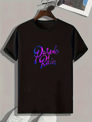 Purple Rain Print Men's Graphic T shirt for Summer