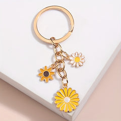 Cartoon Daisy Flower Keychain Key Ring Bag Charm Accessory Girls Gift
