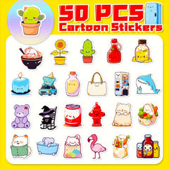 50pcs Cartoon Animal Stickers for Laptop Helmet Water Cup