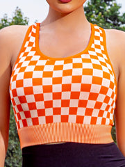 Checkerboard Plaid Racerback Sports Bra Fitness Yoga Women's Activewear