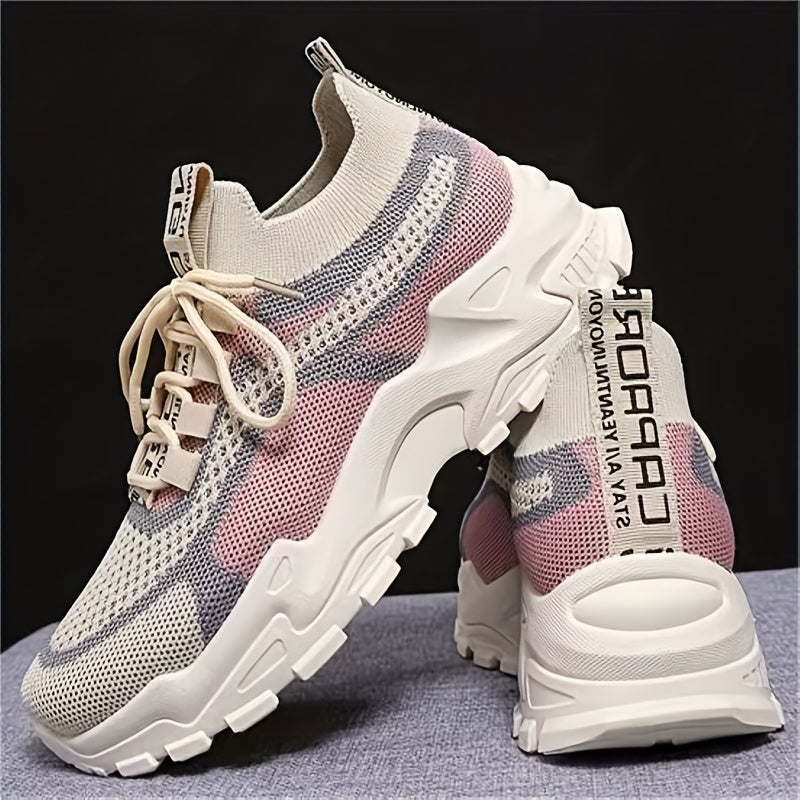 Mesh Tassel Pattern Sneakers Breathable Lace Up Round Toe Shoes
