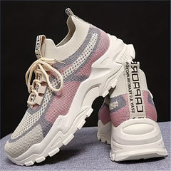 Mesh Tassel Pattern Sneakers Breathable Lace Up Round Toe Shoes