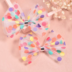 2pcs Girls Dots Prints Bow Hairpins Colorful Hair Clips