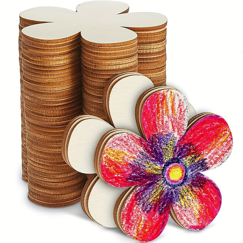 Wooden Flower Hollow Disc Crafts Blank Flower Shape Ornaments DIY Decoration
