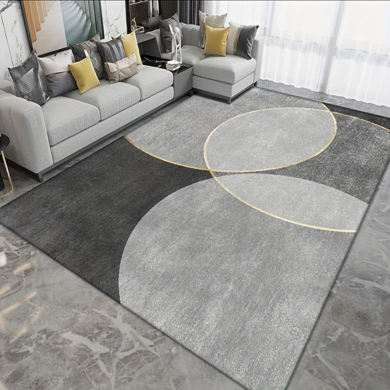 1pc Light Grey Semicircle Geometric Pattern Indoor Mat Room Decor Rug Home Decor
