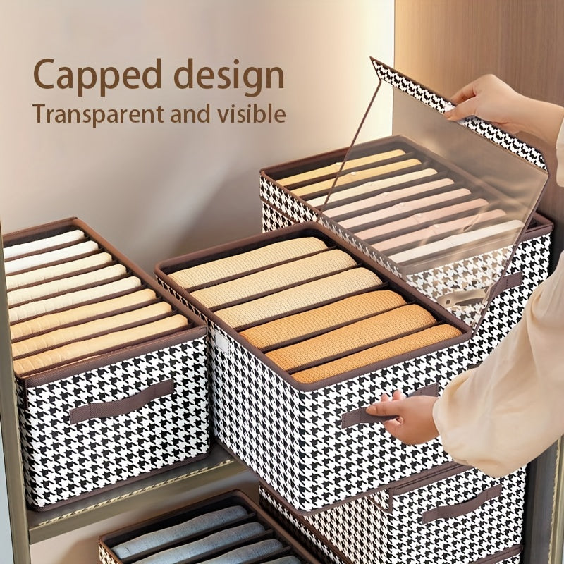 Houndstooth Flap Clothes Organizer Closet Storage Box