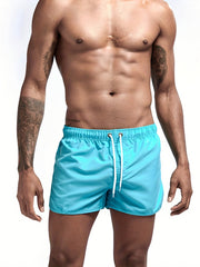 Men's Solid Beach Shorts Quick-drying Drawstring Sports Shorts