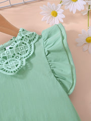 Toddler Girls Lace Collar Butterfly Sleeve Blouse Top