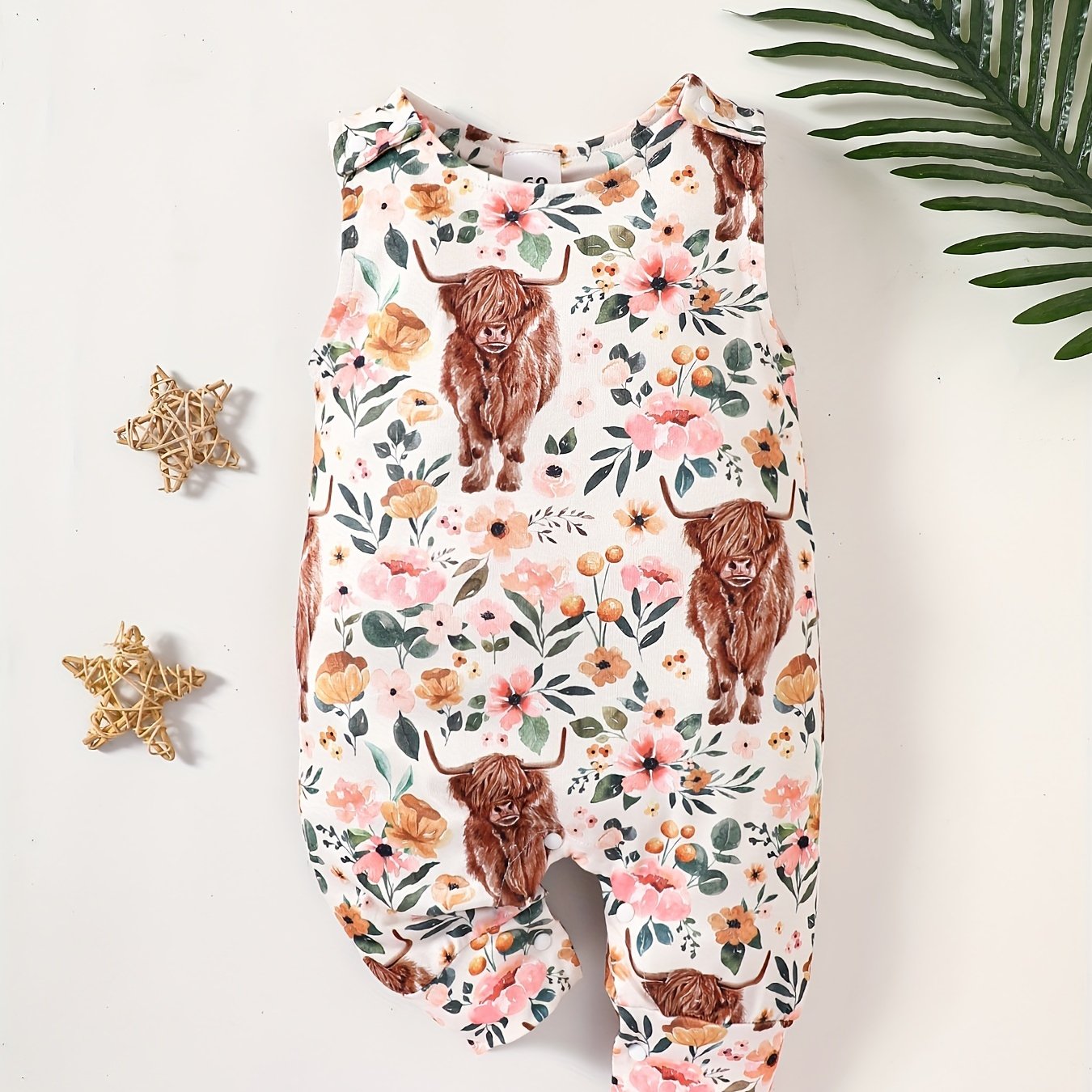 Baby Girls Cow Floral Romper Jumpsuit