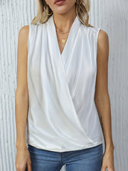 Ruched Surplice Neck Tank Top Sleeveless