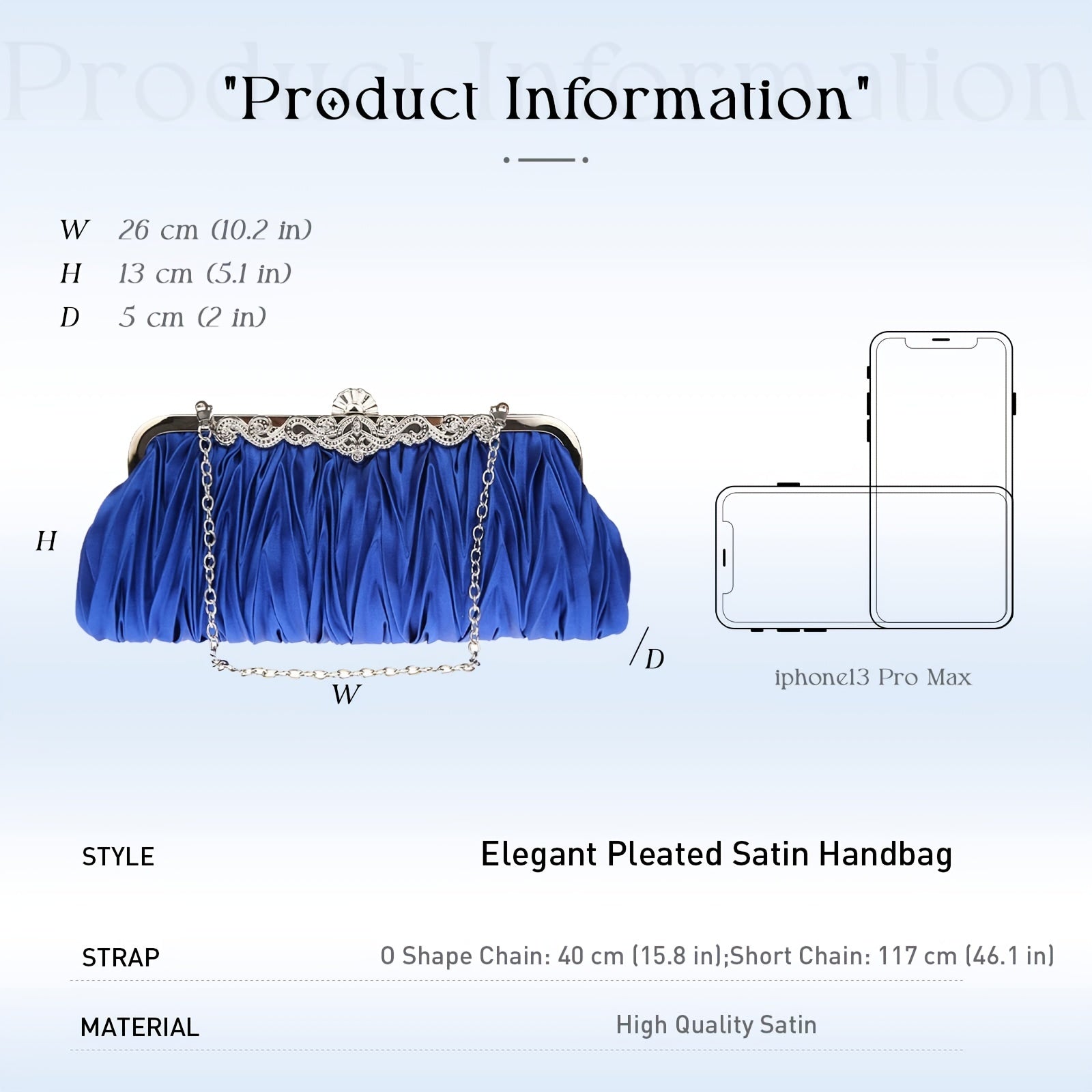 Pleated Frame Metal Chain Banquet Bag Kiss Lock Bridal Wedding Handbag