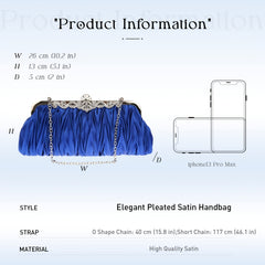 Pleated Frame Metal Chain Banquet Bag Kiss Lock Bridal Wedding Handbag