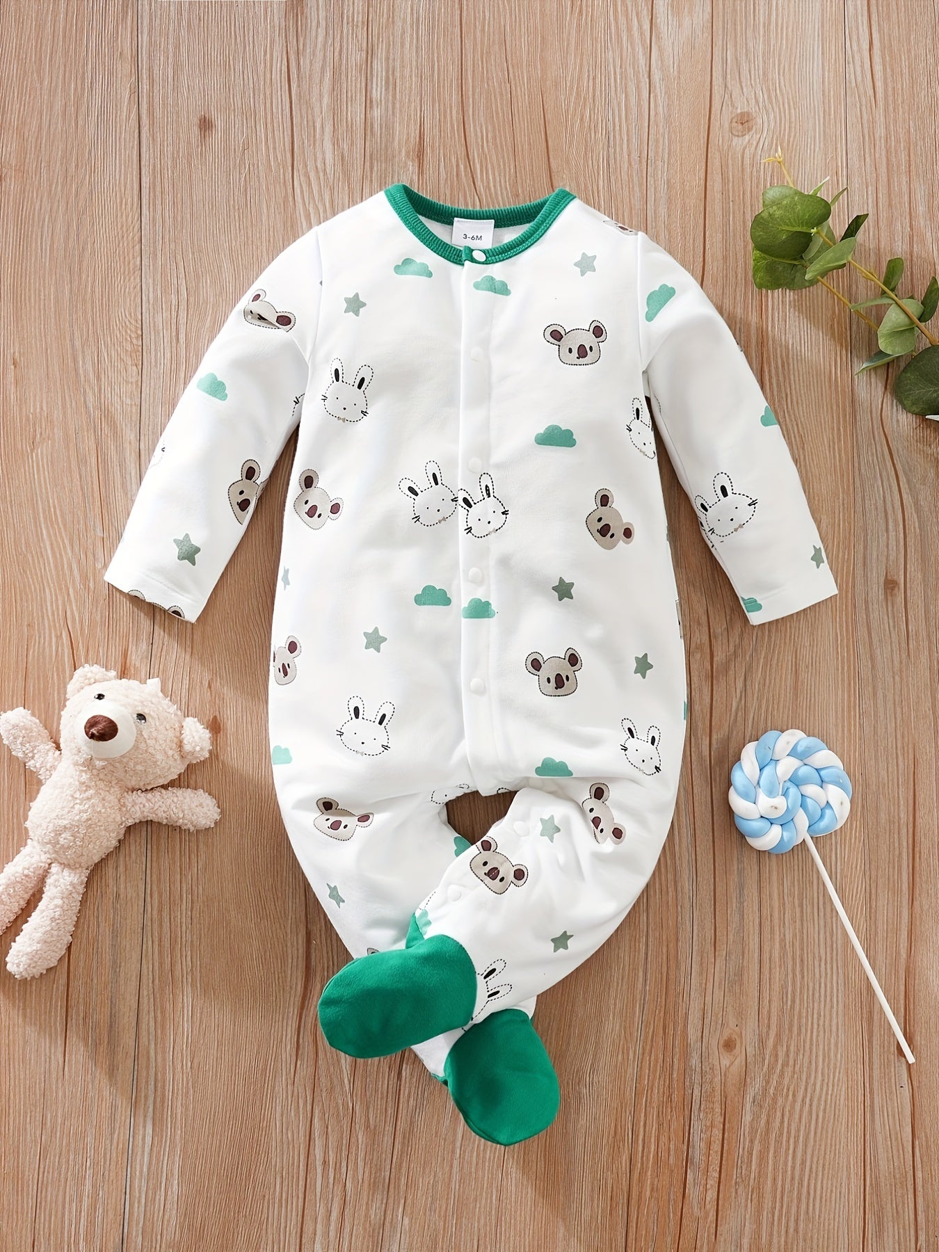 Unisex Baby Romper Cartoon Animal Embroidered Pattern Spring And Autumn